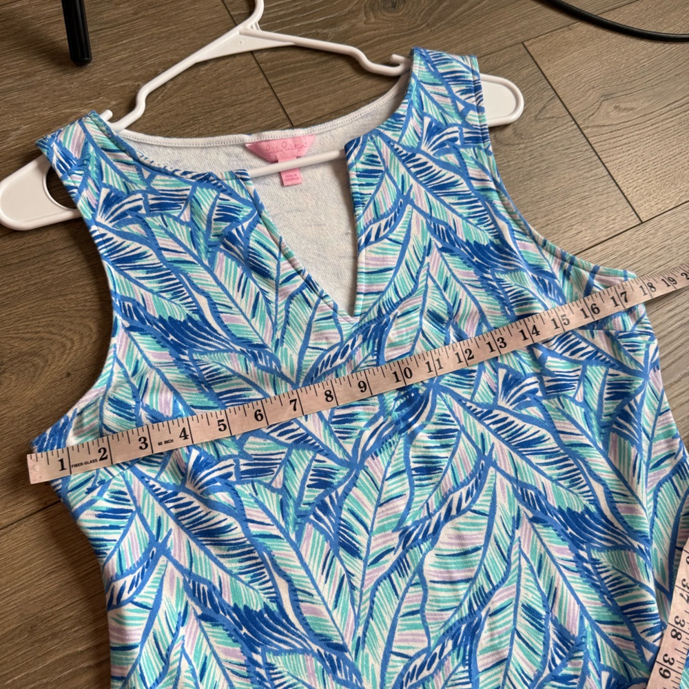 Lilly Pulitzer Harper Bennet Blue Lets Mango French Terry Stretch Shift Dress M - Picture 9 of 11